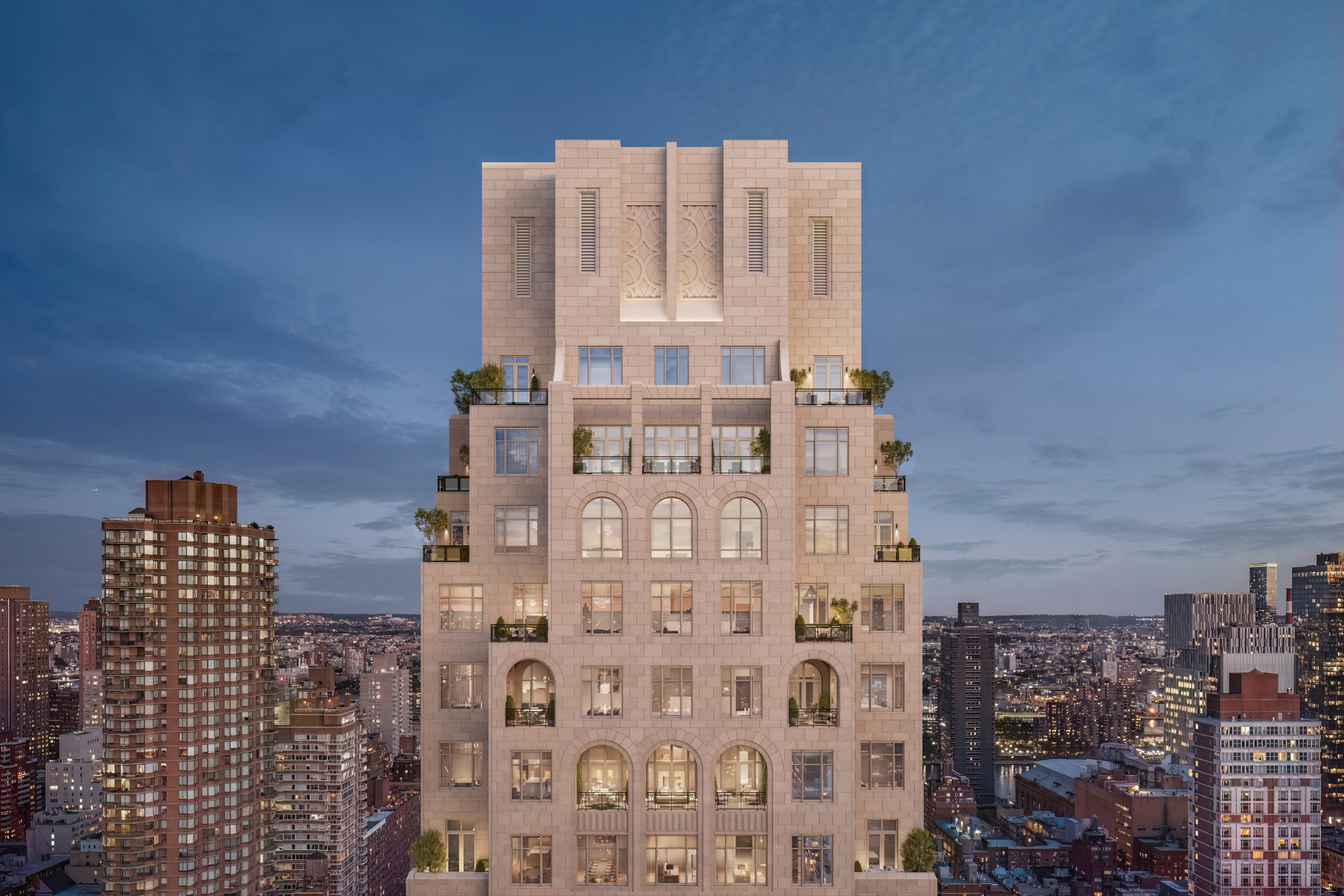 Exterior of 255 E 77th Street designed by Robert A.M. Stern architects featuring classic design on Manhattan's Upper East Side