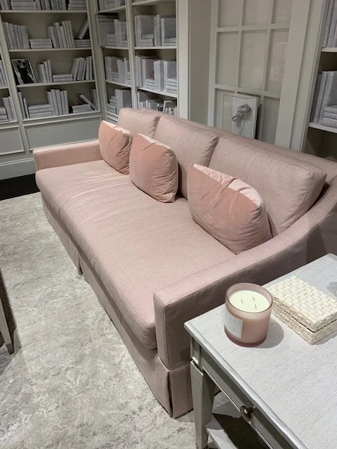High Point Bernhardt Showroom with a new track arm Sofa in Blush