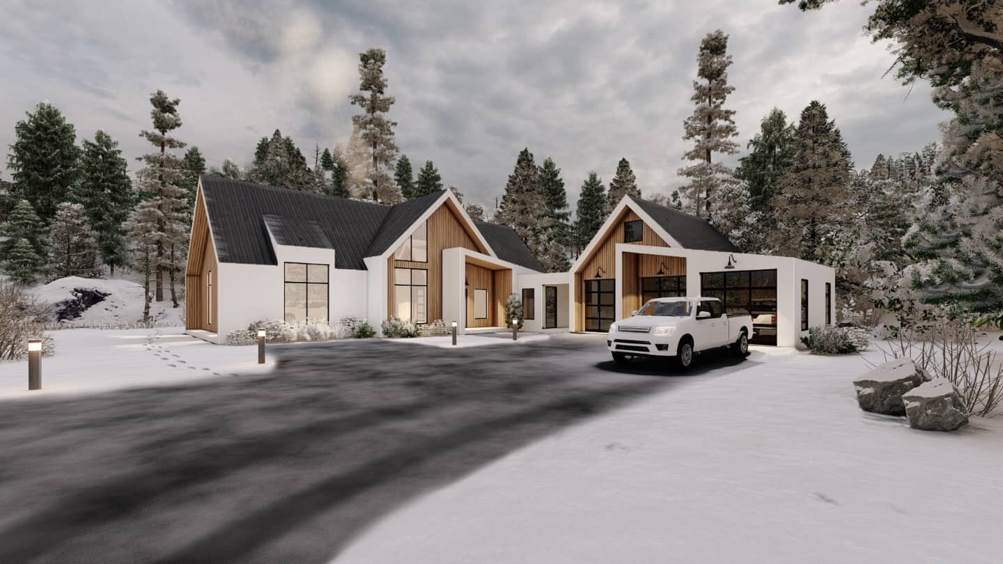 Some rendering fun for a modern farmhouse we designed in New Hampshire. The team is looking forward to seeing construction begin! #design #architecture #archidaily #architecturelovers #bostonarchitect #contemporary #modernfarmhouse