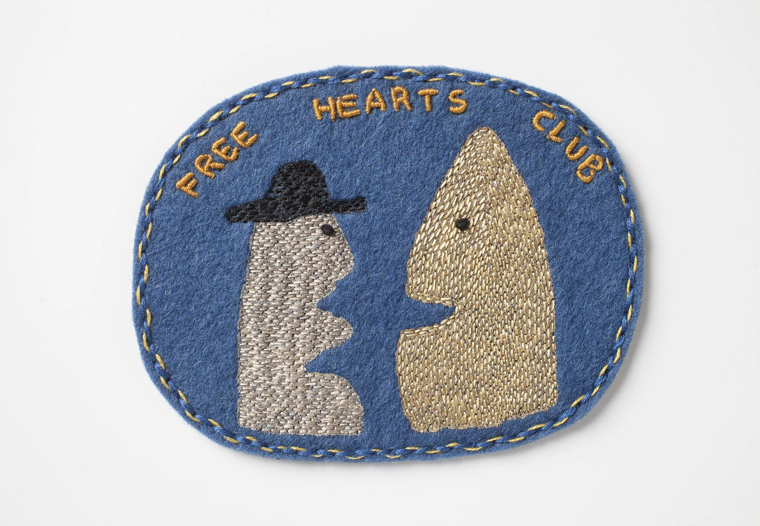 Free Hearts Club, 2018, Embroidery thread, acrylic paint and wool felt Group Exhibition "Mary Nohl and the Walrus Club" photo credit: John Michael Kohler Arts Center