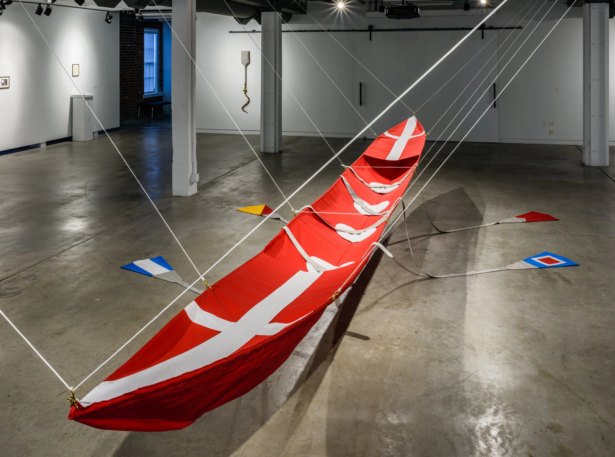 Four in a Boat and the Tide Rolls High , cotton canvas, rope, hardware, 2016 Photo credit: Frank Döring