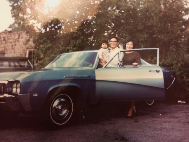 In the U.S., with his young family and their first car, 1968
