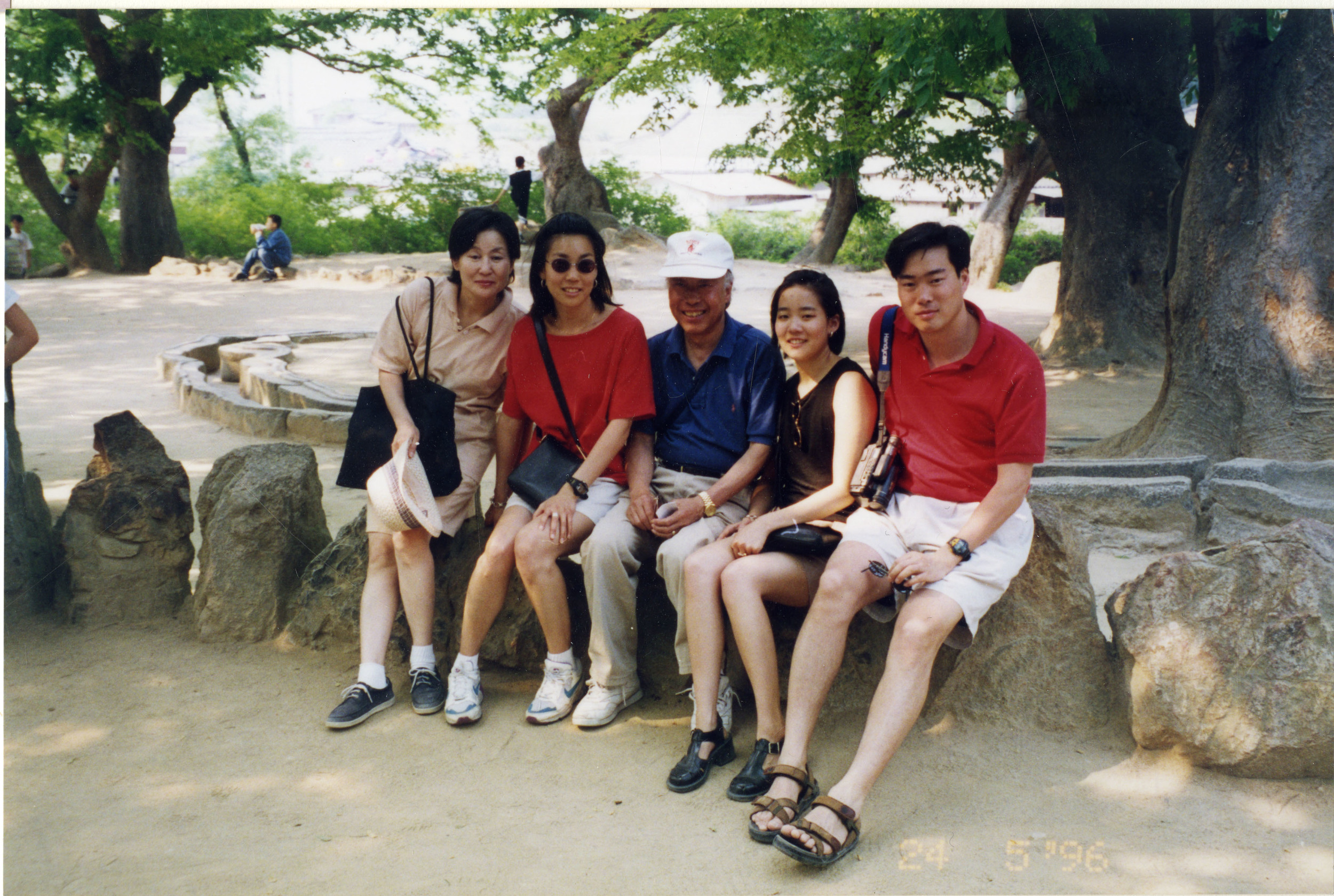 With his family in Korea, 1995