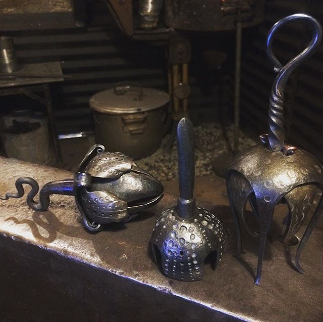 And this is what I've been busy with. It's been an honor to work up some of these sculptural bells for the gallery at @mecanica_antiques! Thanks @_sarah__hamilton_ !#ilovemyforge #bells #metalwork #metalsculpture #forging