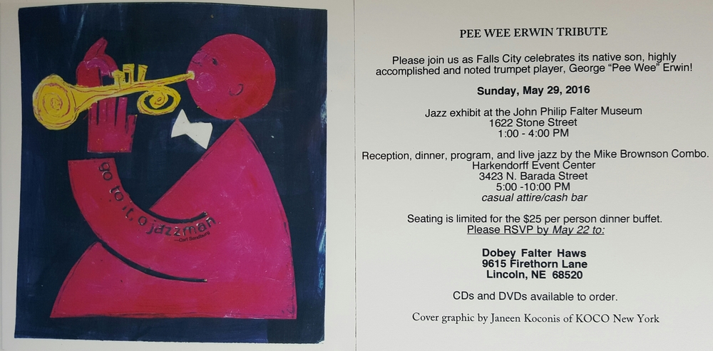 Pee Wee Erwin Tribute Invitation