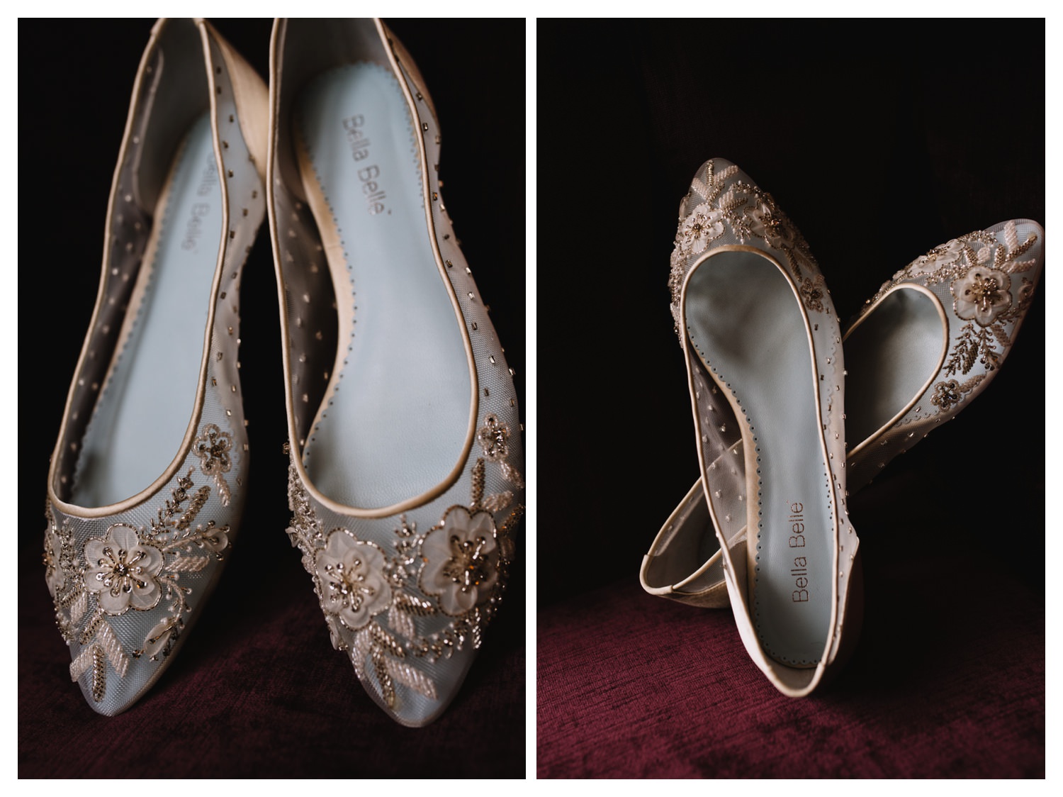 Flat shoes worn on a wedding day