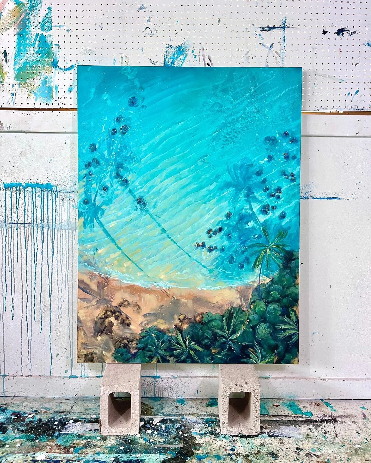 &ldquo;Lovers Cove&rdquo; 36 x 48 on canvas
.
.
.
.
⠀⠀⠀⠀⠀⠀⠀⠀⠀
#mixedmedia #longoriaart #artworkforsale #beachliving #ocean #seascapes #kauaiartist #statementpiece #beachcomber #designobsessed #anthroart #surfrider #comissionart  #oceanart #apartmentt
