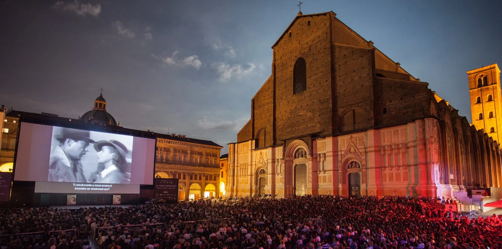 Piazza Maggiore during the Cinema Ritrovato Film Festival
