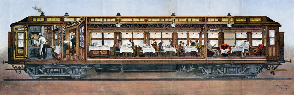 Sezione della carrozza ristorante, 1896. Collection Arjan den Boer.
