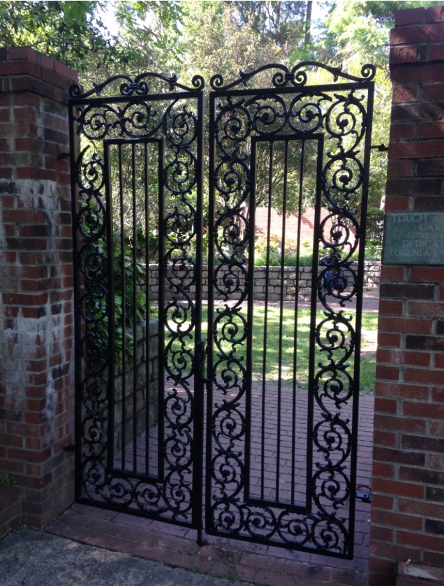A beautiful iron gate leads visitors into the touch and smell garden at Pendleton King Park. 
