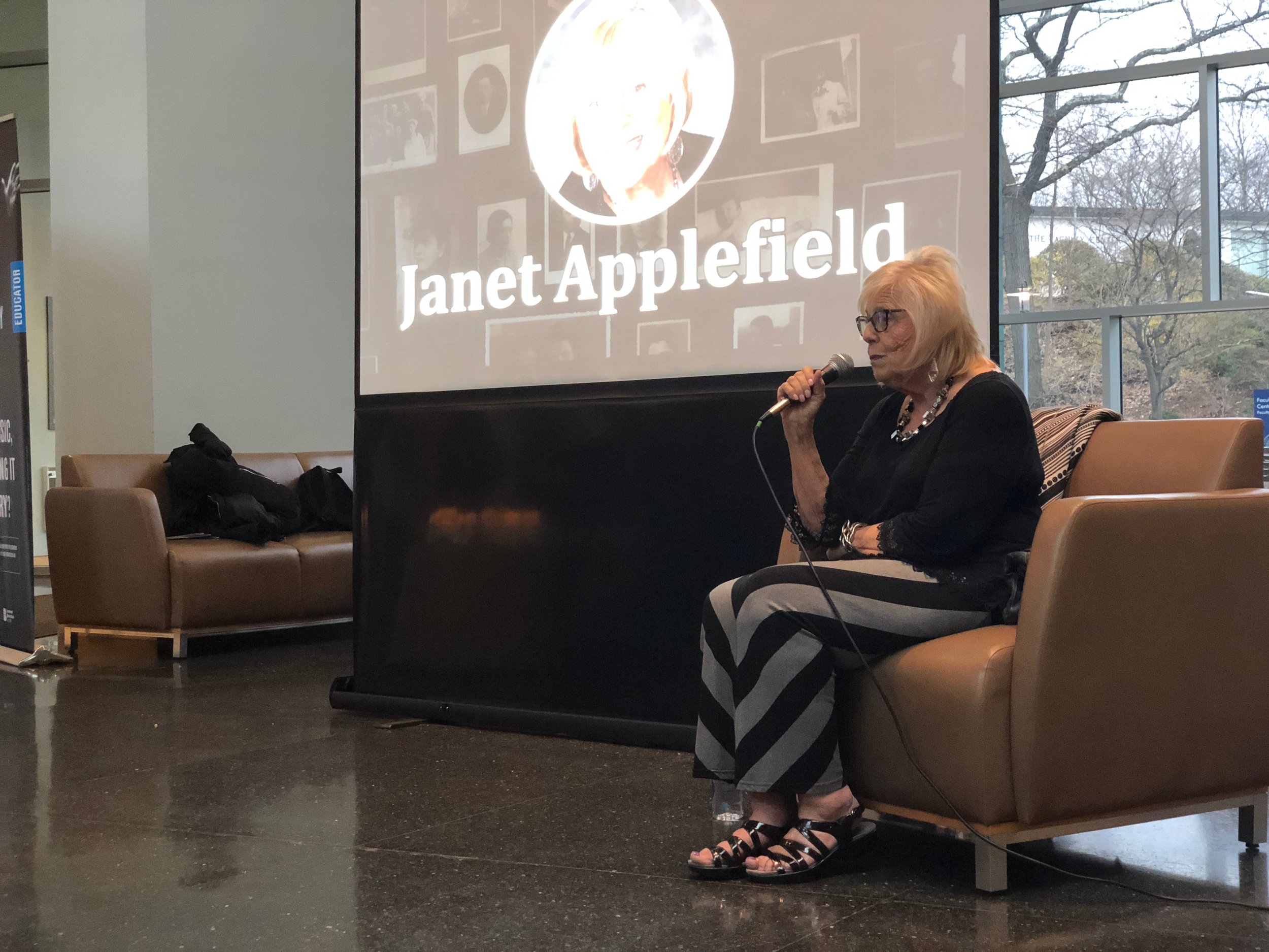 Janet Applefield spoke to 150 students