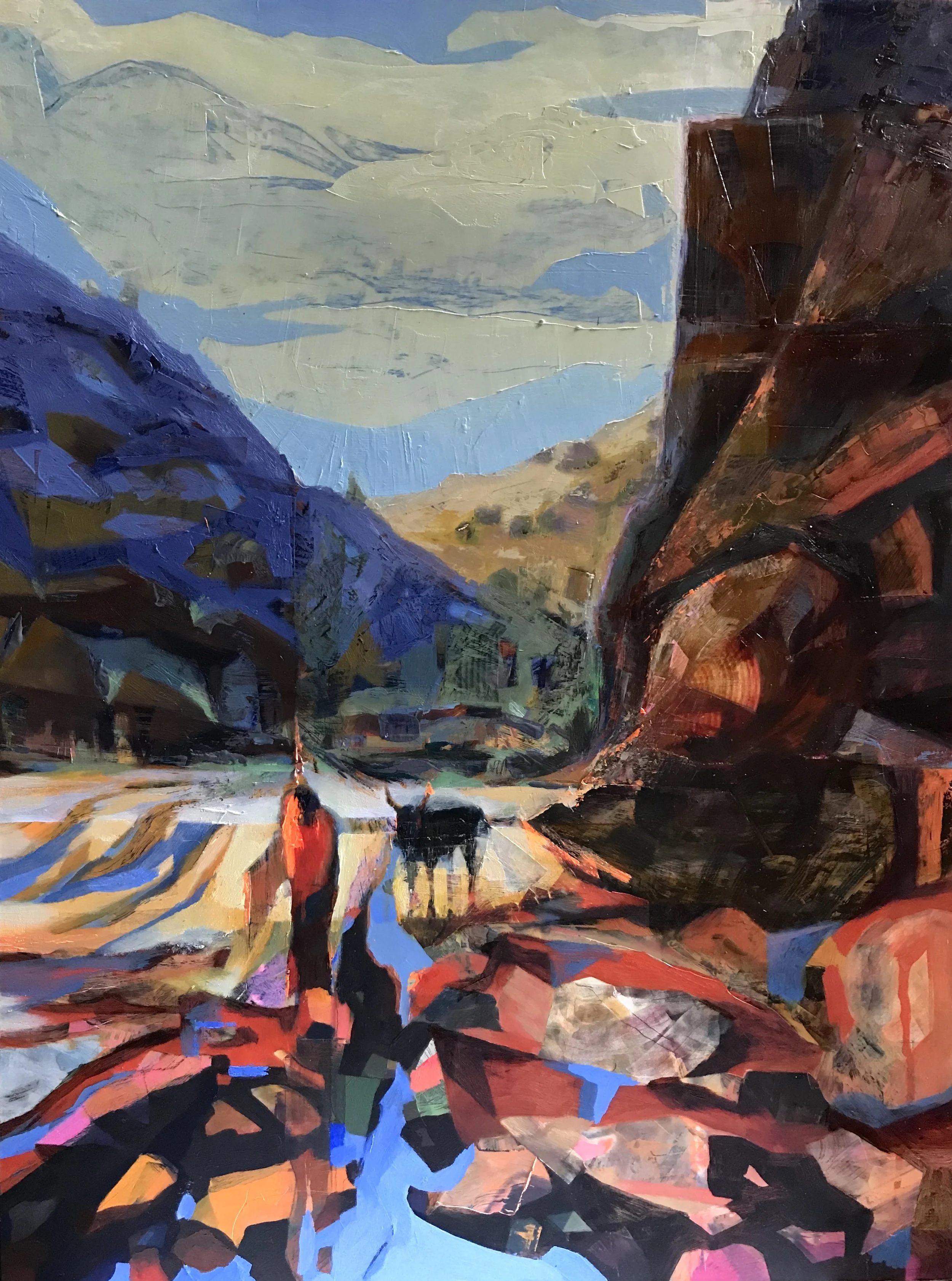 “arroyo” 18”x24” mixed media on panel