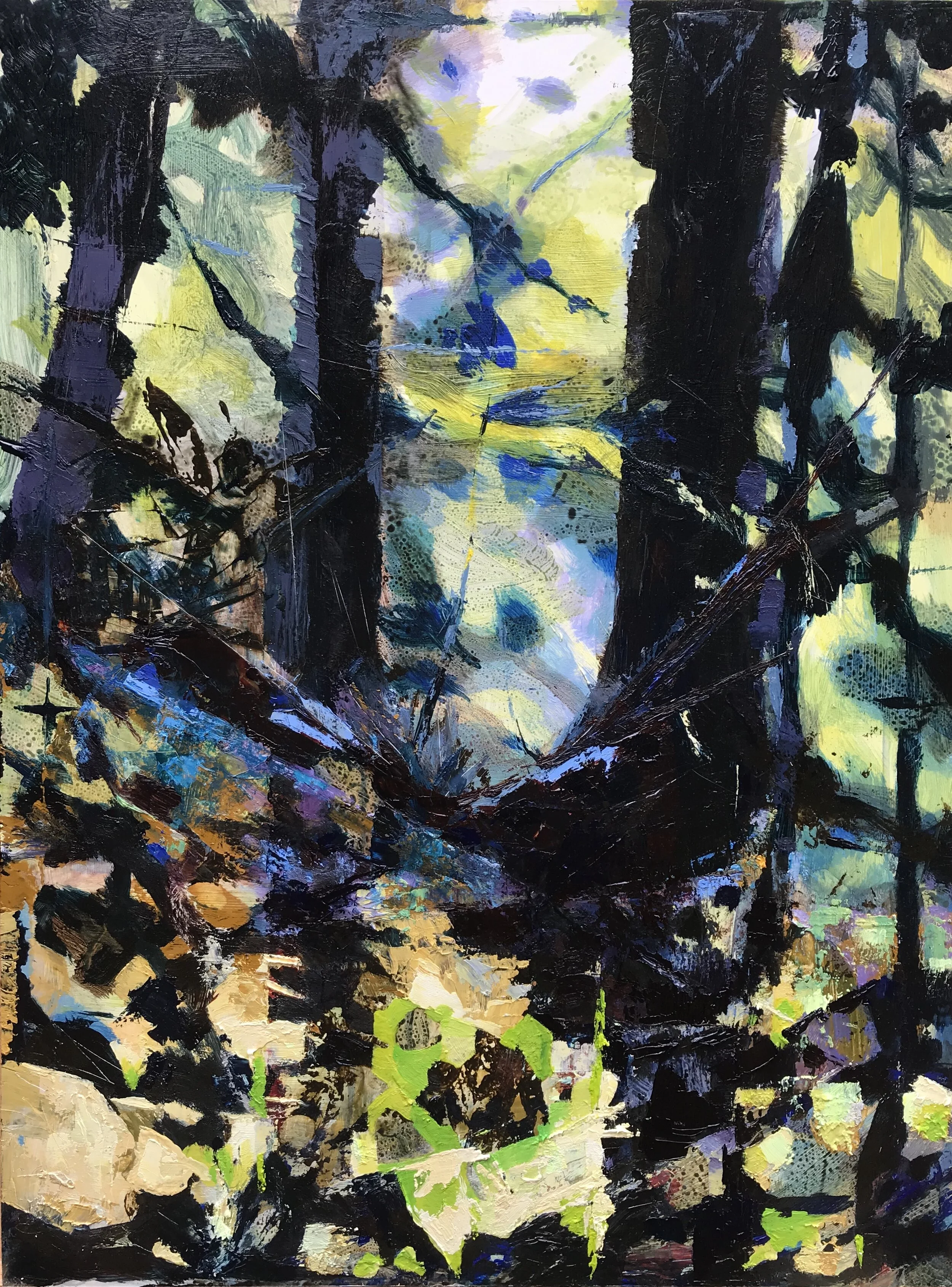 “bluff trail” 18” x 24” mixed media on panel