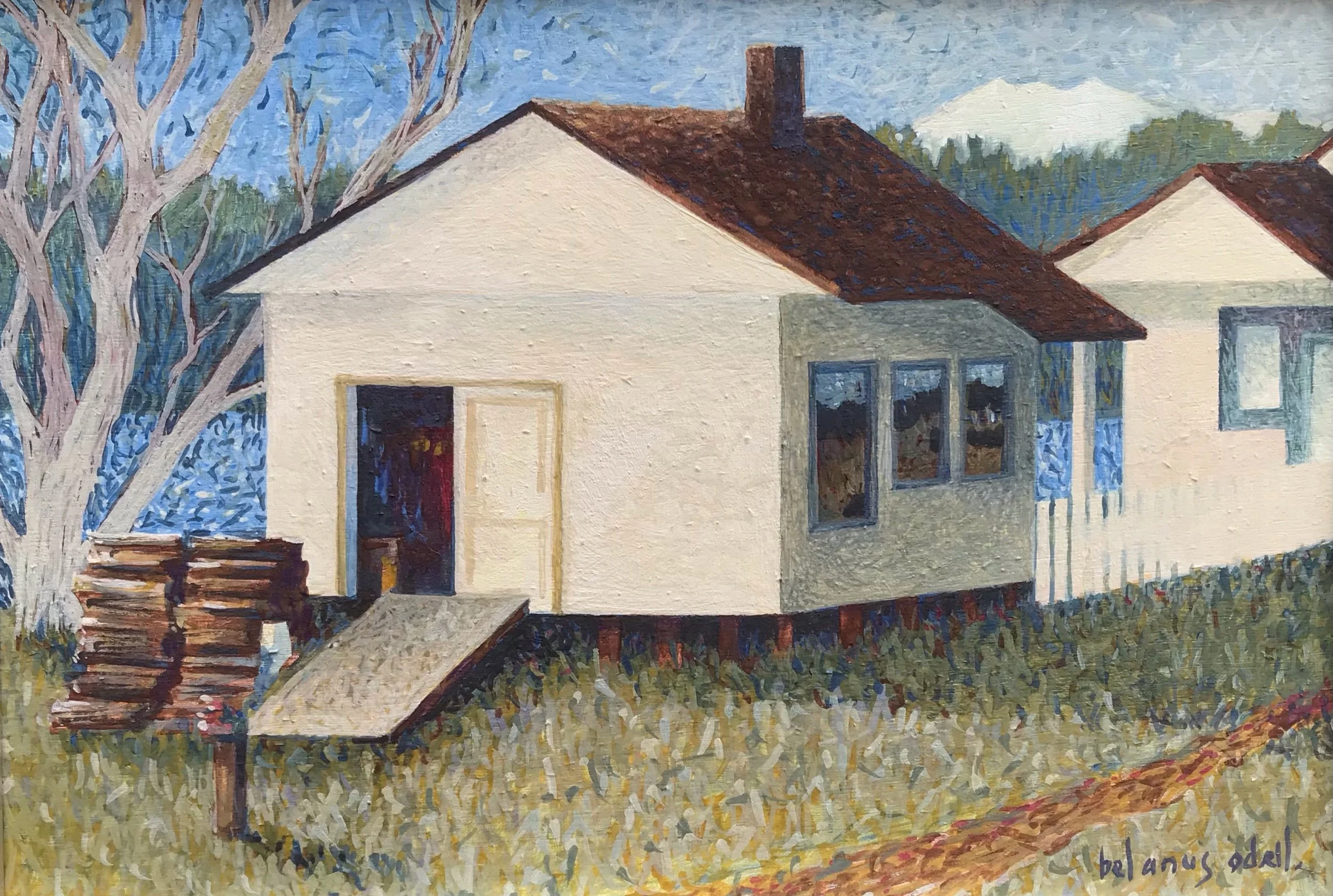 “ranger’s station” 7”x10” egg tempera on panel