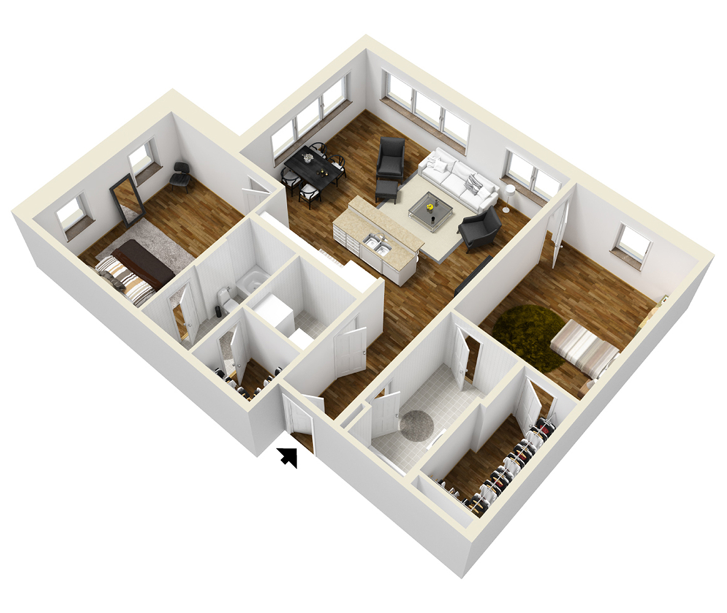 Typical two bedroom layout