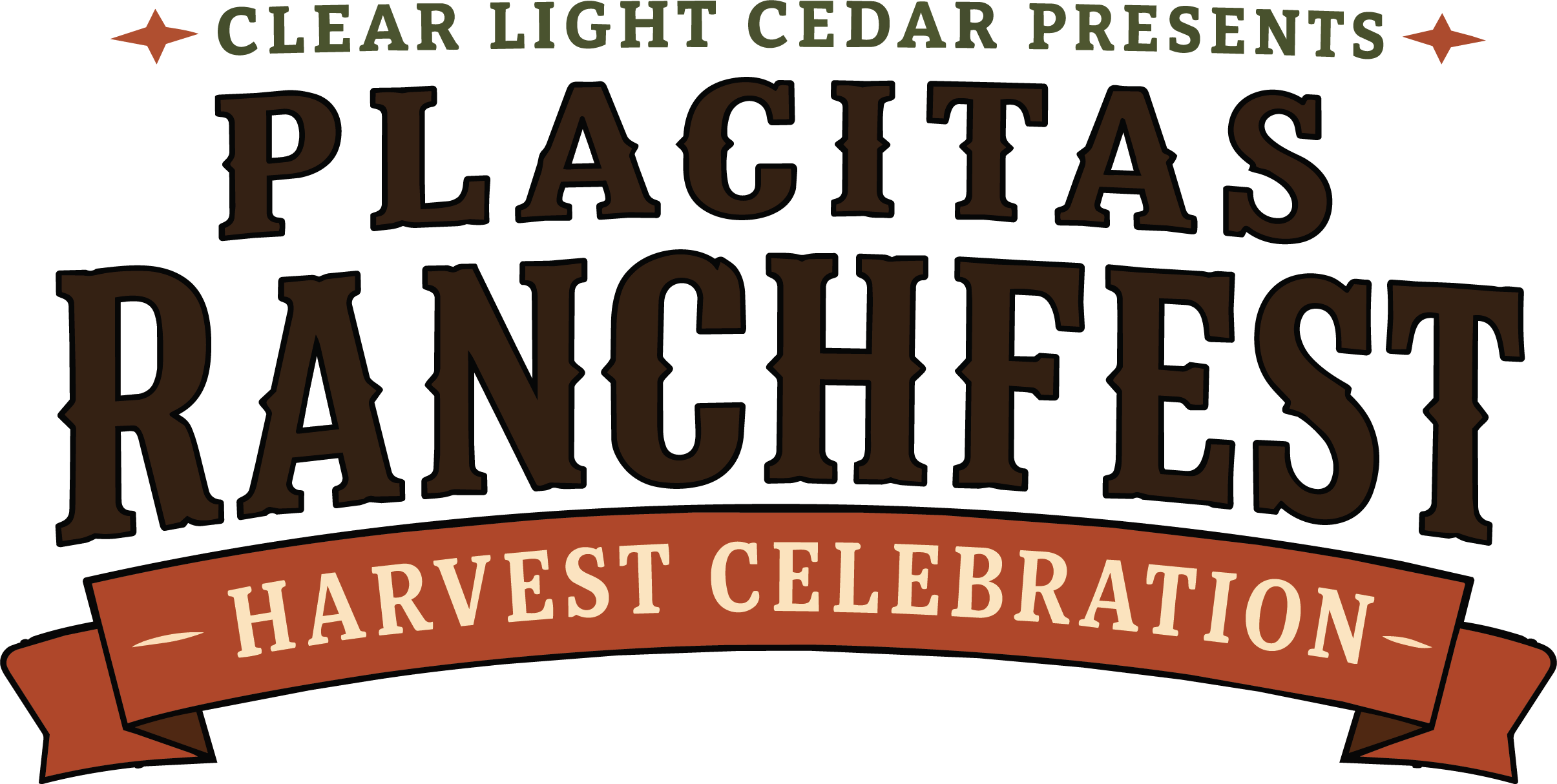 Text on a promotional banner for an event called Blackits Ranch, presented by Clear Light Cedar, celebrating harvest season.