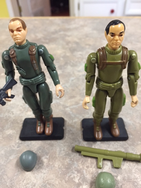 Other body parts were also used. This is Grunt on the left and zap on the right. They share the same lower bodies from the hips to the feet just recolored.