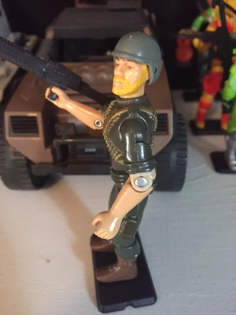 Rock and Roll's unique chest sculpt helps him stand out from the other 1982-83 G.I. Joe Figures
