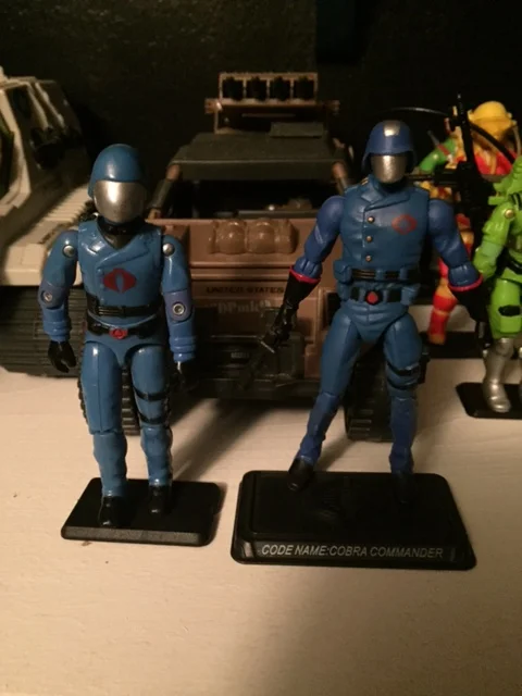 Cobra commander's 25th anniversary update is really detailed and modifies a few things about his uniform. the top part of his helmet is also DETACHABLE leaving a metal silver head underneath.