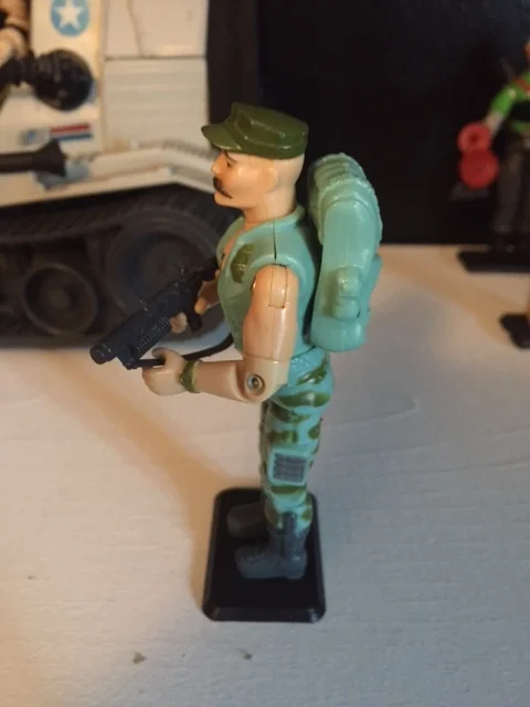 Gung-ho cuts a mean profile with his pronounced mustache, sleeveless vest, and grenade launcher. there is nothing about this figure that is subtle.