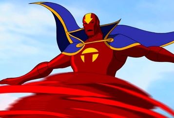 Red tornado as he appears in the young justice animated series