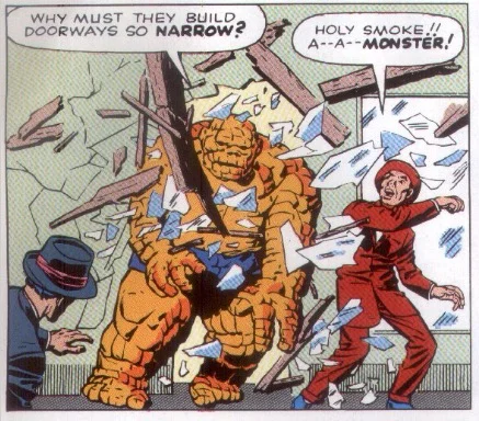 Ben Grimm had no problem walking into the story but once he shed his coat and reveled himself as "The thing" he couldn't manage to get back ouT of it.