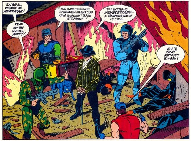 The Headman has lured the G.I. Joe team into another trap as issue 125 ends. However, the Headman would not appear in issue 126 as the story focused on the return of Firefly . The Headman would be back in issue 127 to wrap up his only story arch.