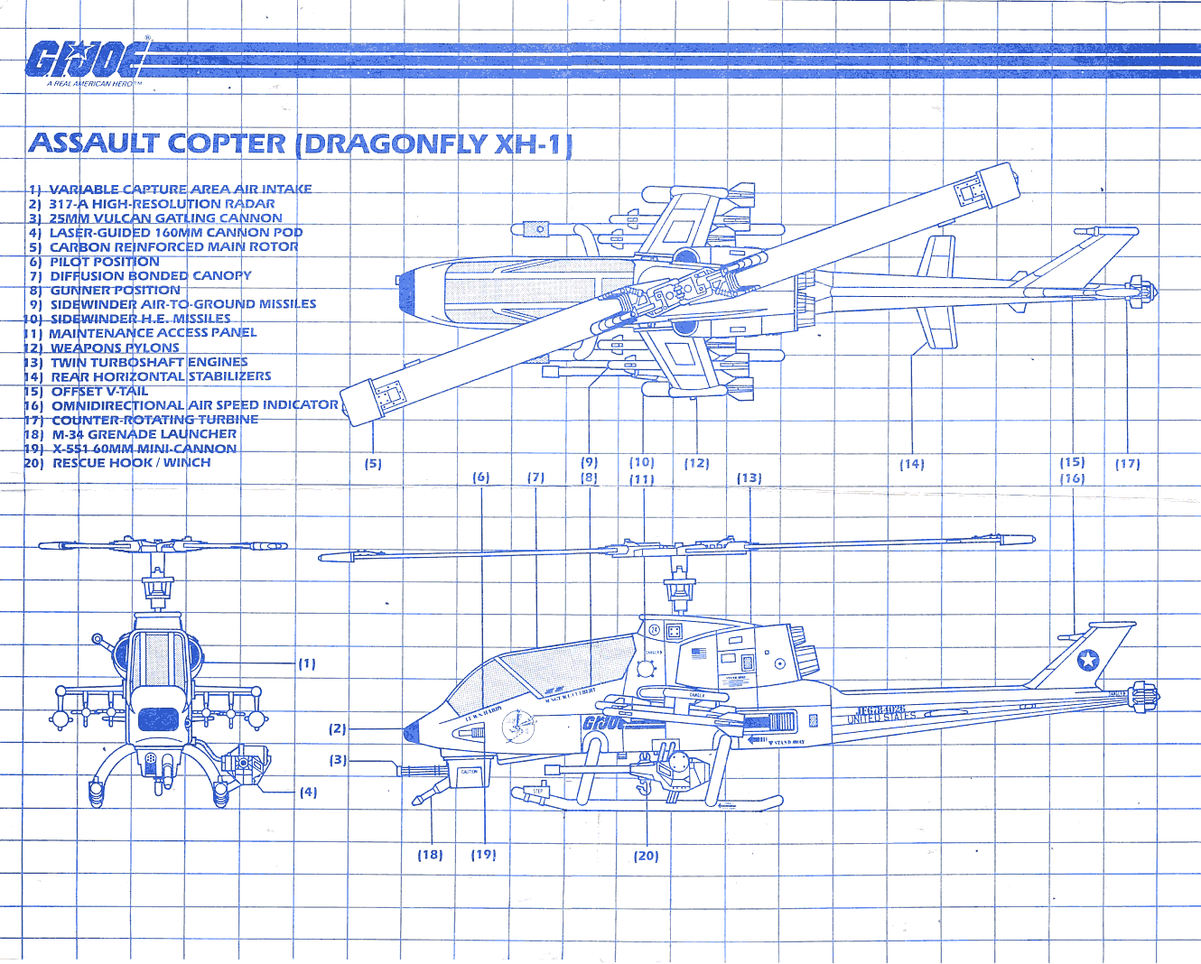GI Joe 1983 DRAGONFLY ASSAULT COPTER Winch Assembly 