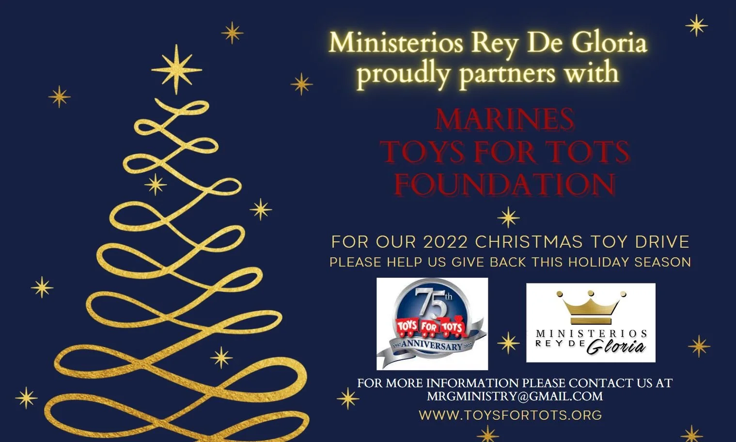 TOYS FOR TOTS 75 YEAR ANNIVERSARY — Ministerios Rey De Gloria