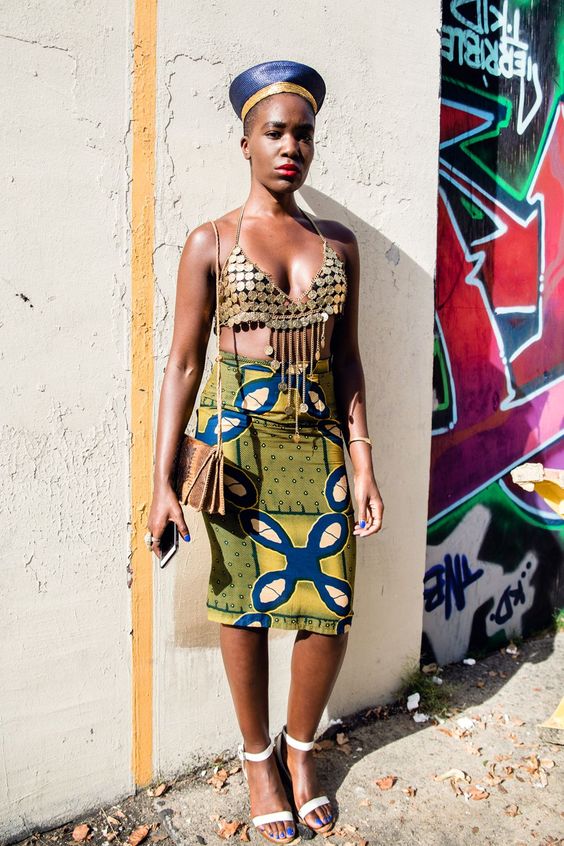 Zulu hat + Snake Skin + Ankara + metallic bralet = Queen Rockie Nolan for Refinery 29 Check her out here erykahachebe
