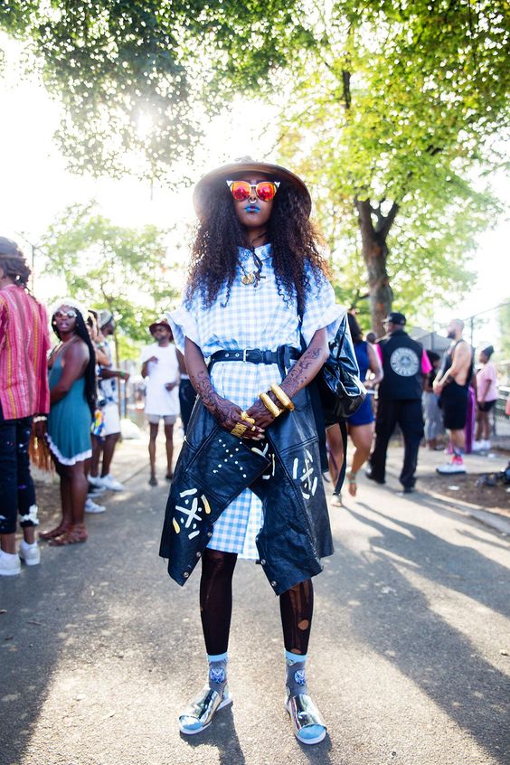 When gingham meets Malian symbols on a leather Photo by Rockie Nolan for Refinery 29 1/2 of mahoyoofficial