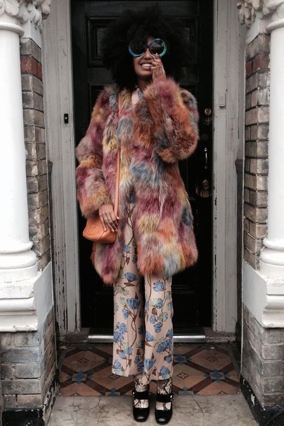 Julia Sarr Jamois with the furry coat