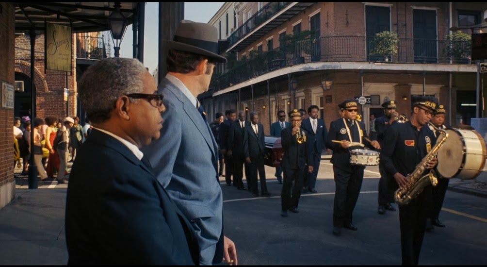 A still of the funeral scene on the James Bond film 'Live and Let Die'