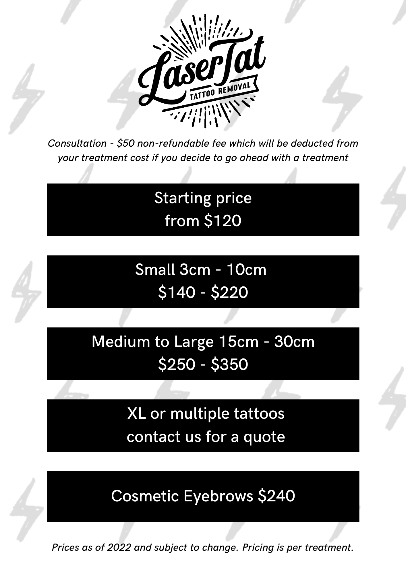How much does laser tattoo removal cost? — LaserTat