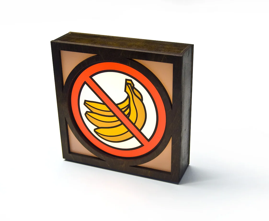 No Bananas Illuminated 12v Box Sign