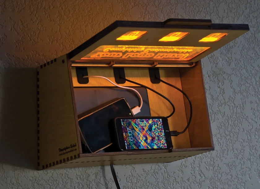 Public Charging Station with Illuminated Windows