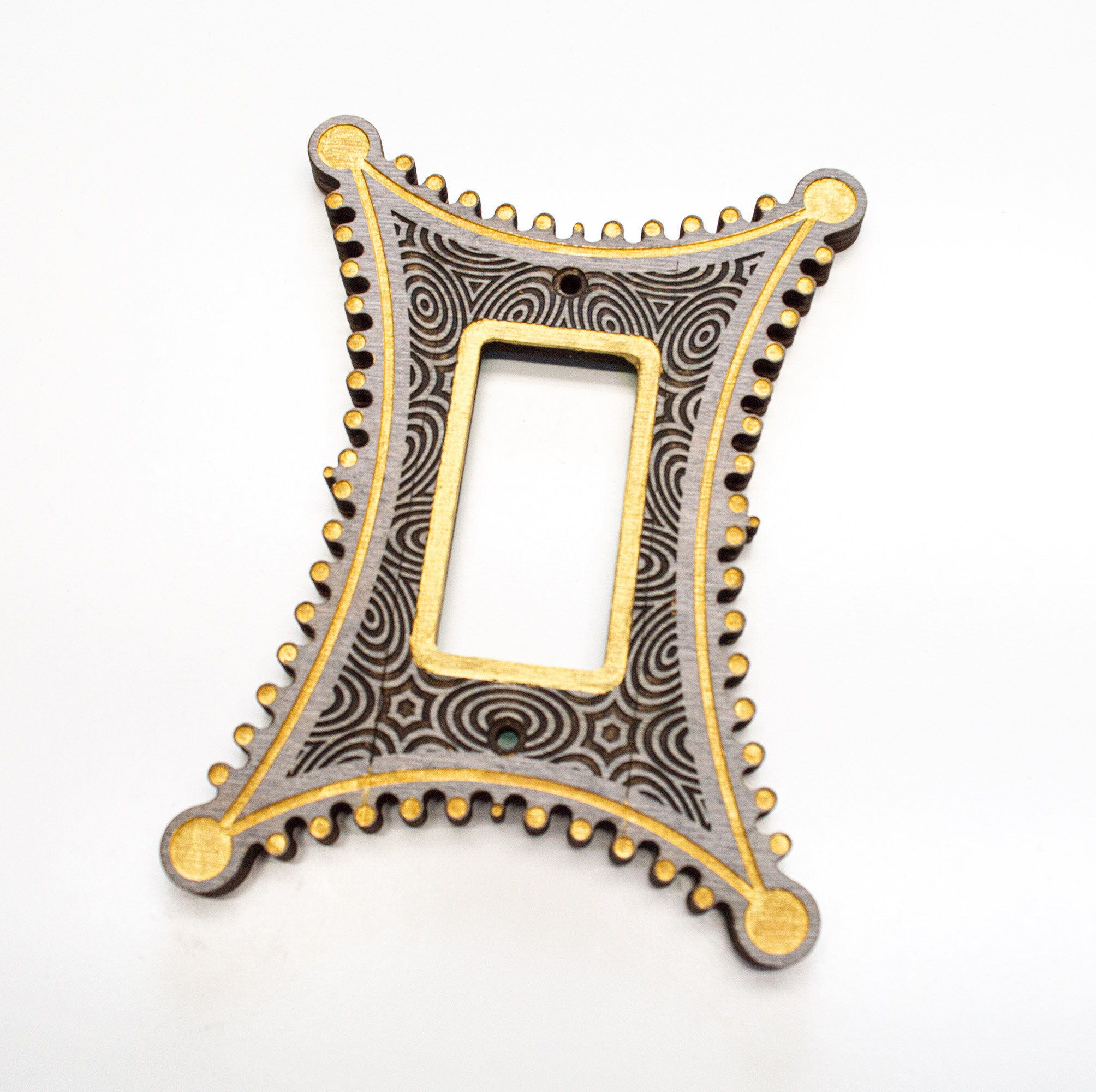 Gray &amp; Gold Googie Switch Plate