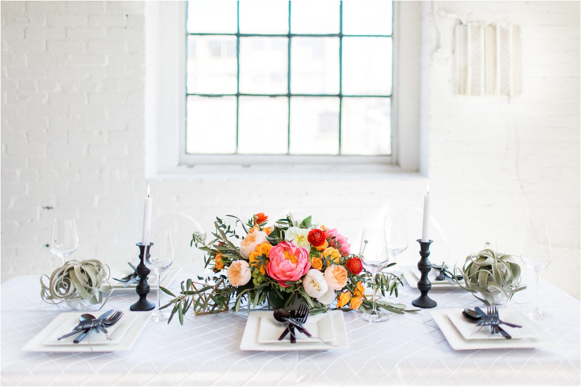 Grand Rapids, MI Warehouse Wedding with Modern Tablescape