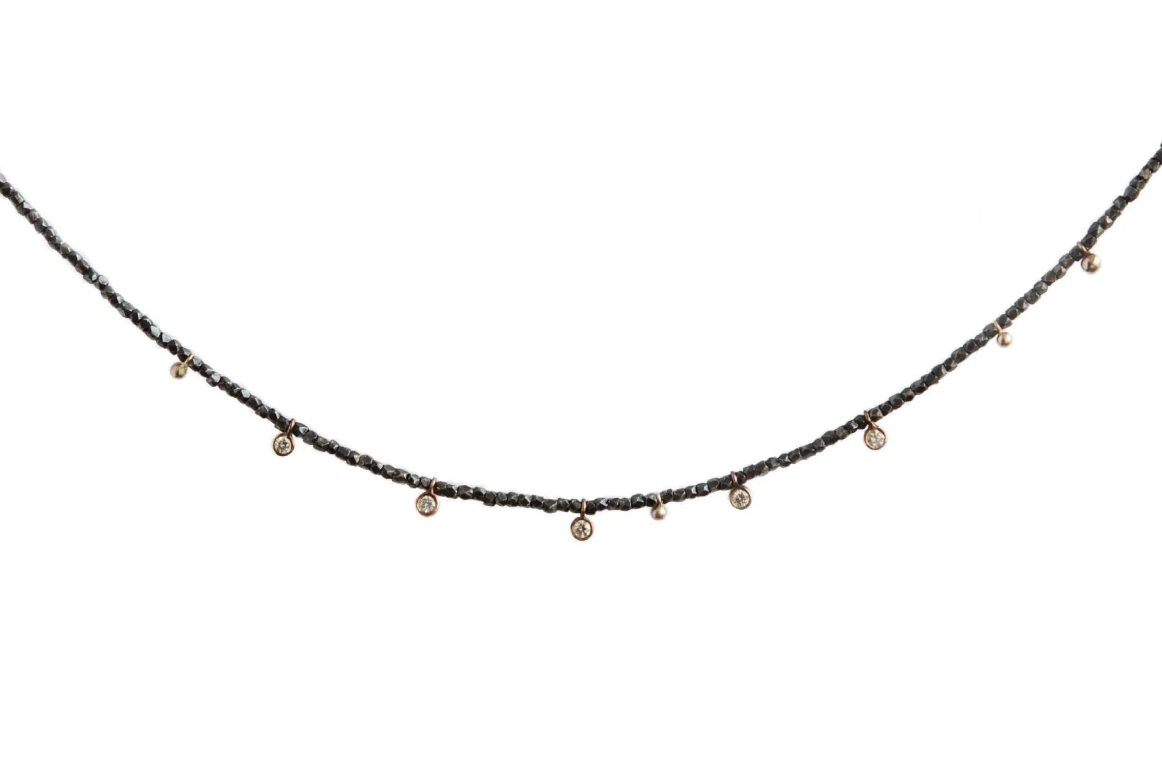 No. 177 Five bezel diamonds mixed metal necklace