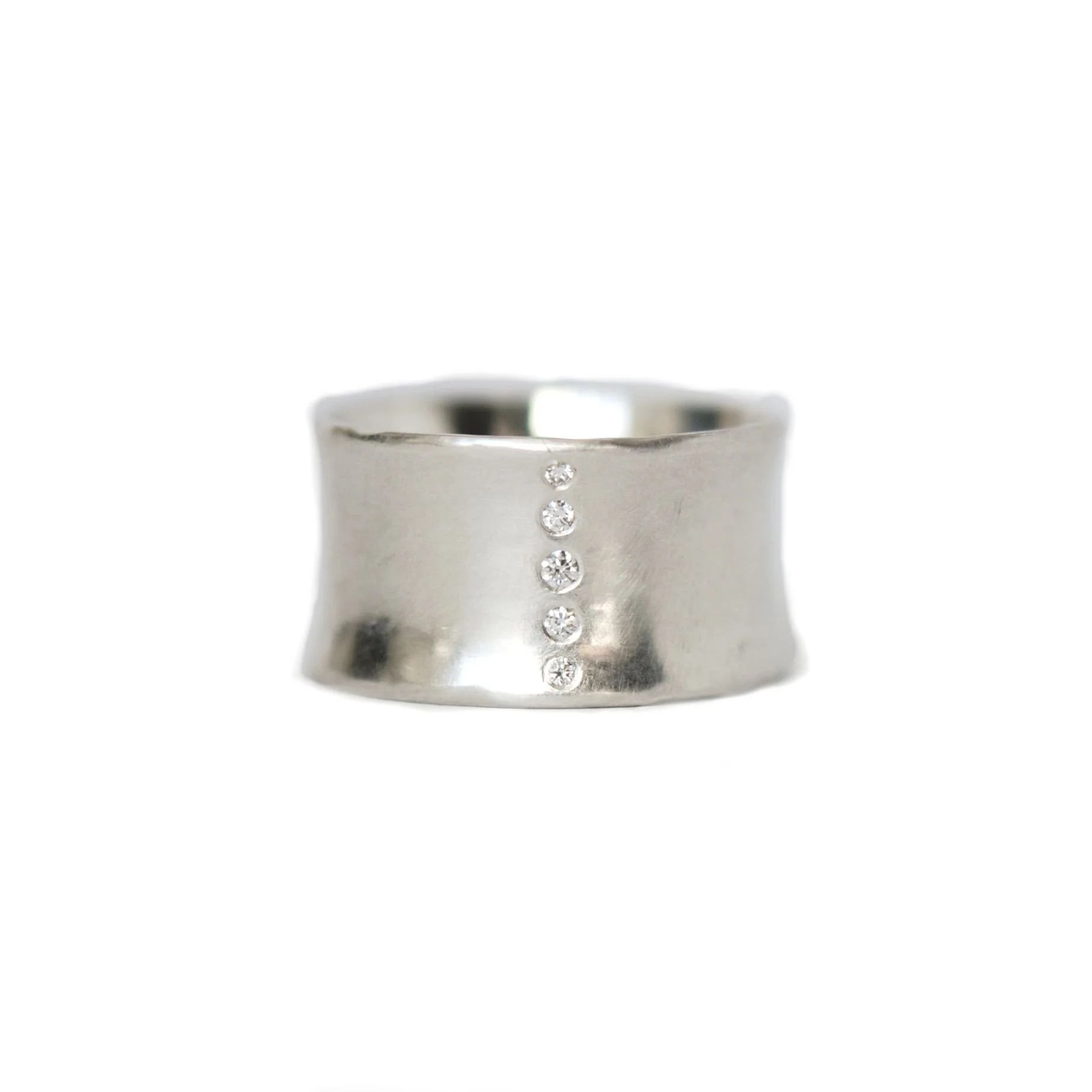 No. 201 Sterling cigar band ring with diamonds