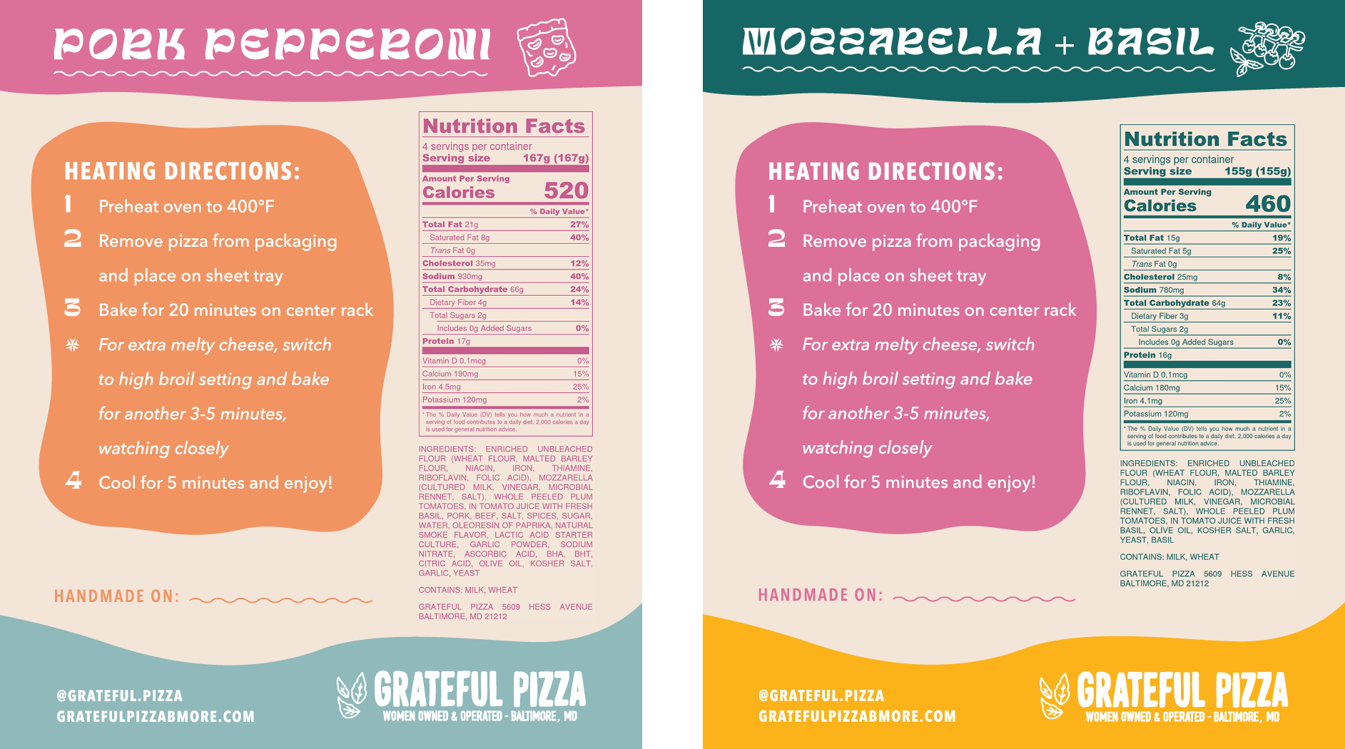 Grateful Pizza labels