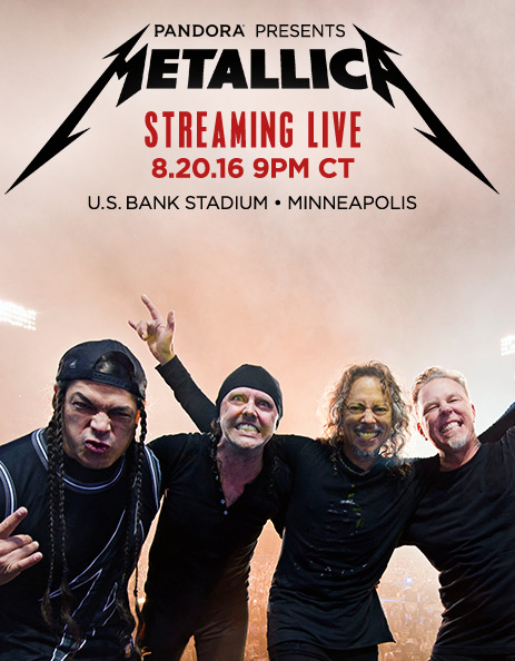 Metallica live concert eventDisplay Copy promoting a live-stream concert.