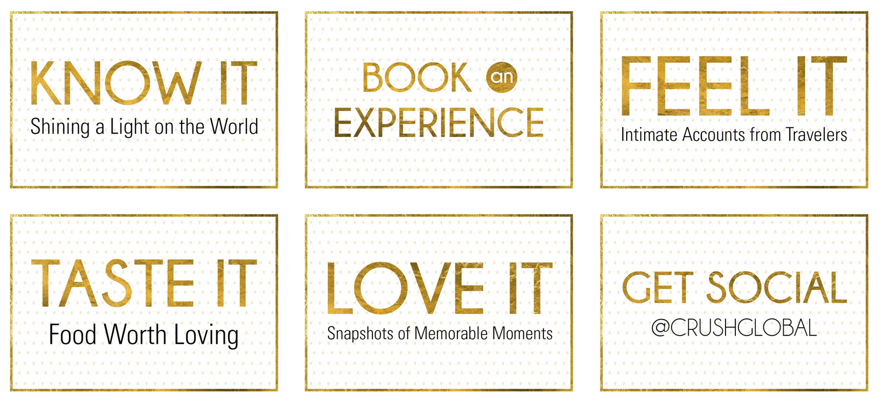 Crush globalDisplay copy and Brand Strategy. 