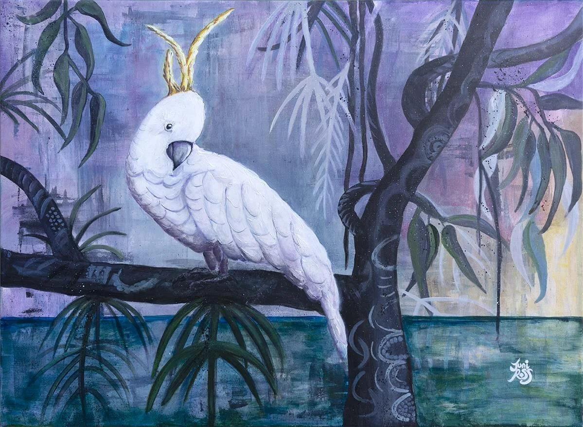 WHITE COCKATOO AT SUNSET (private commission)