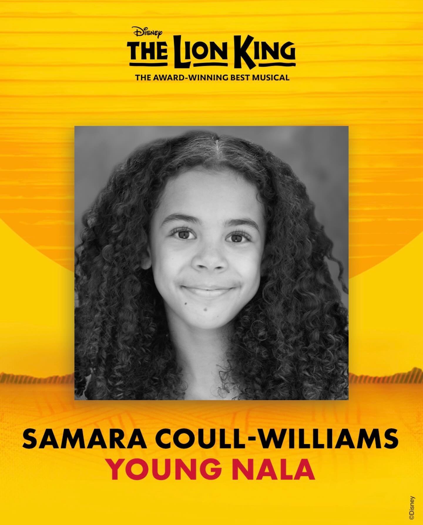 We are bursting with pride to announce that Samara wil be joining The Lion King as Young Nala.

It is a dream come true for this incredibly hardworking and gracious kid.

Can&rsquo;t wait to see you up on that stage at the Capitol Theatre when the sh