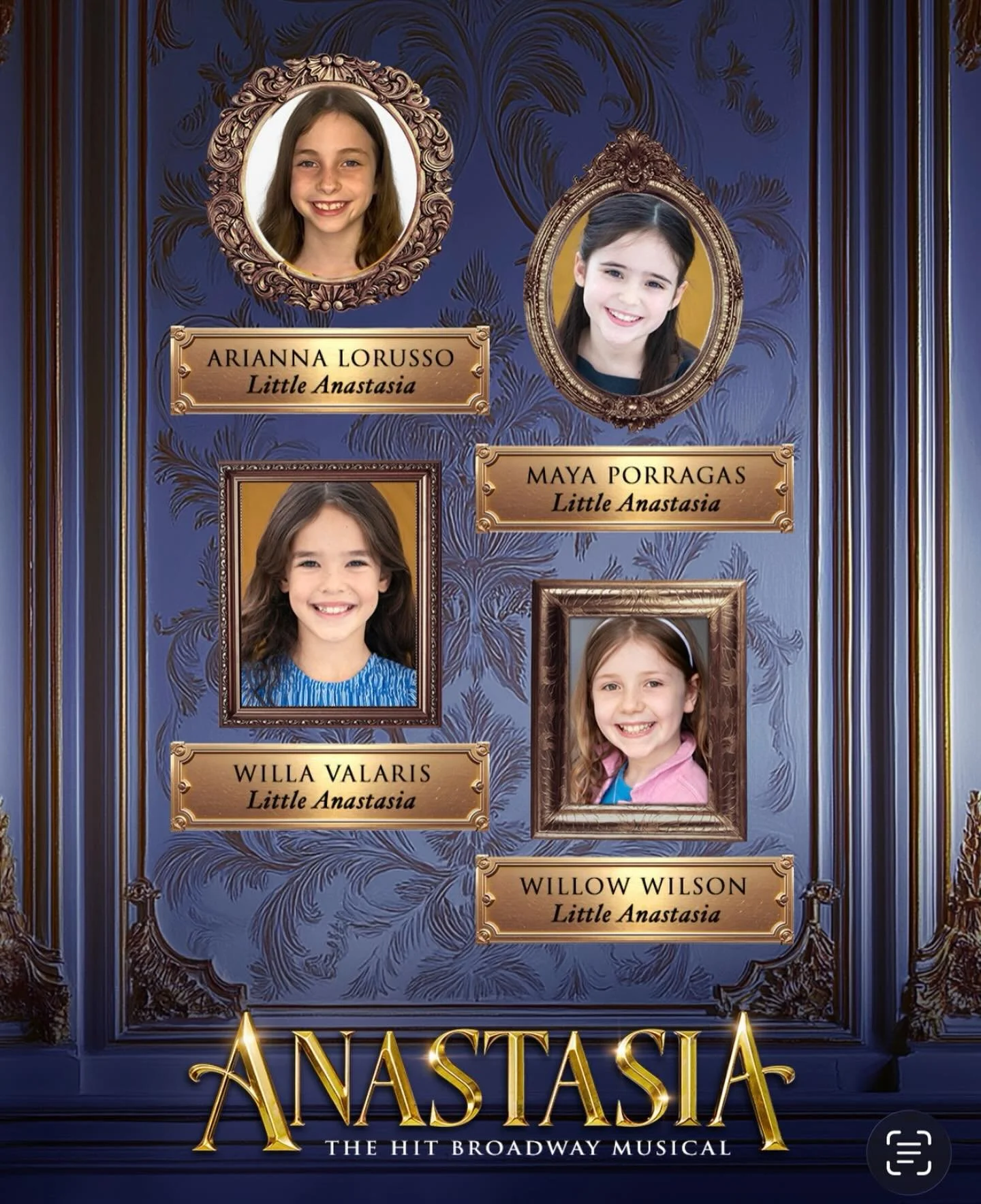 We are absolutely bursting with pride to share the news that Arianna, Maya, Willa and Willow have all been cast as Young Anastasia  in Anastasia the musical.

Incredible opportunity for these exceptionally talented young ladies and a wonderful result