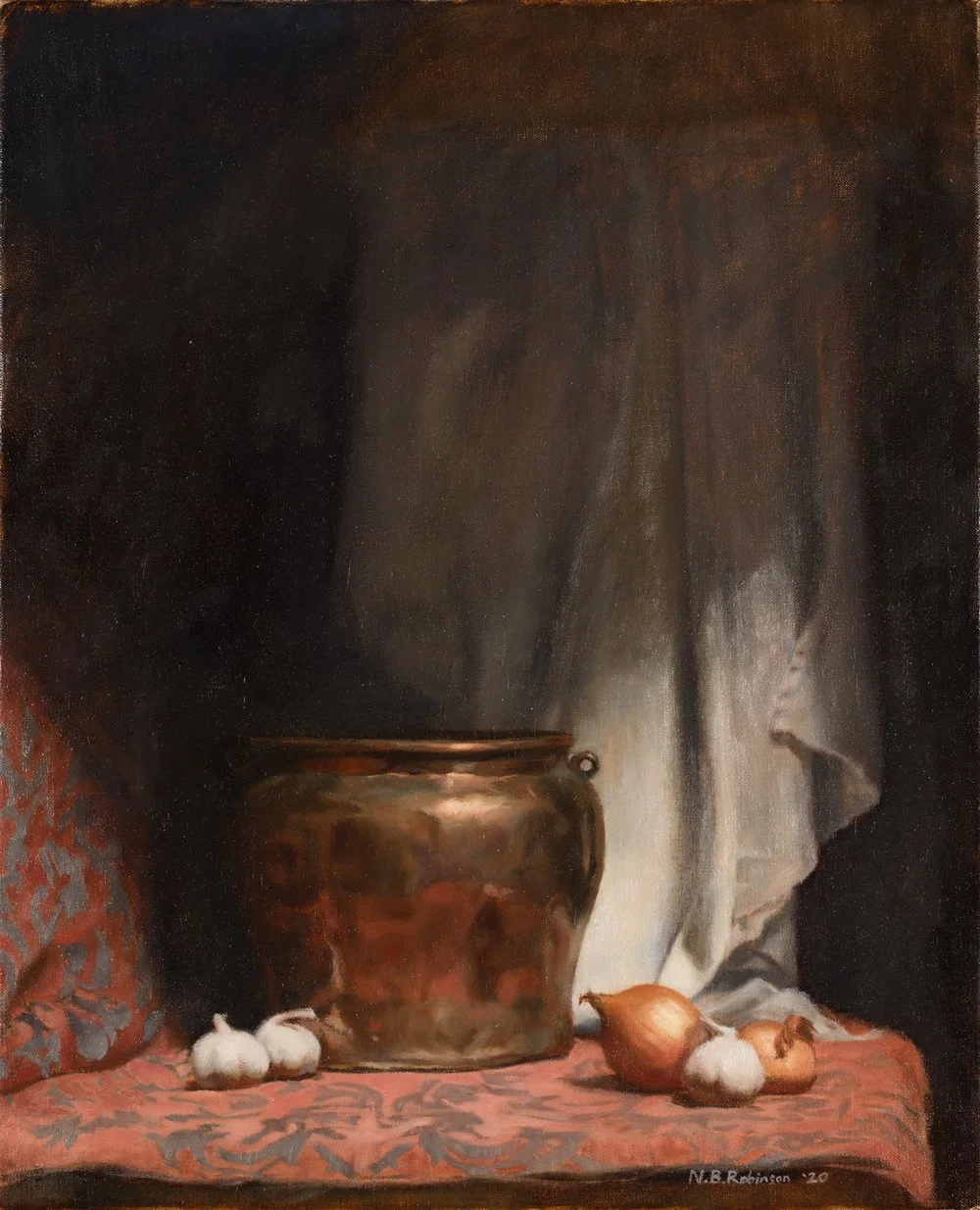 OIL PAINTING A RUSTIC STILL-LIFE | NICHOLAS ROBINSON