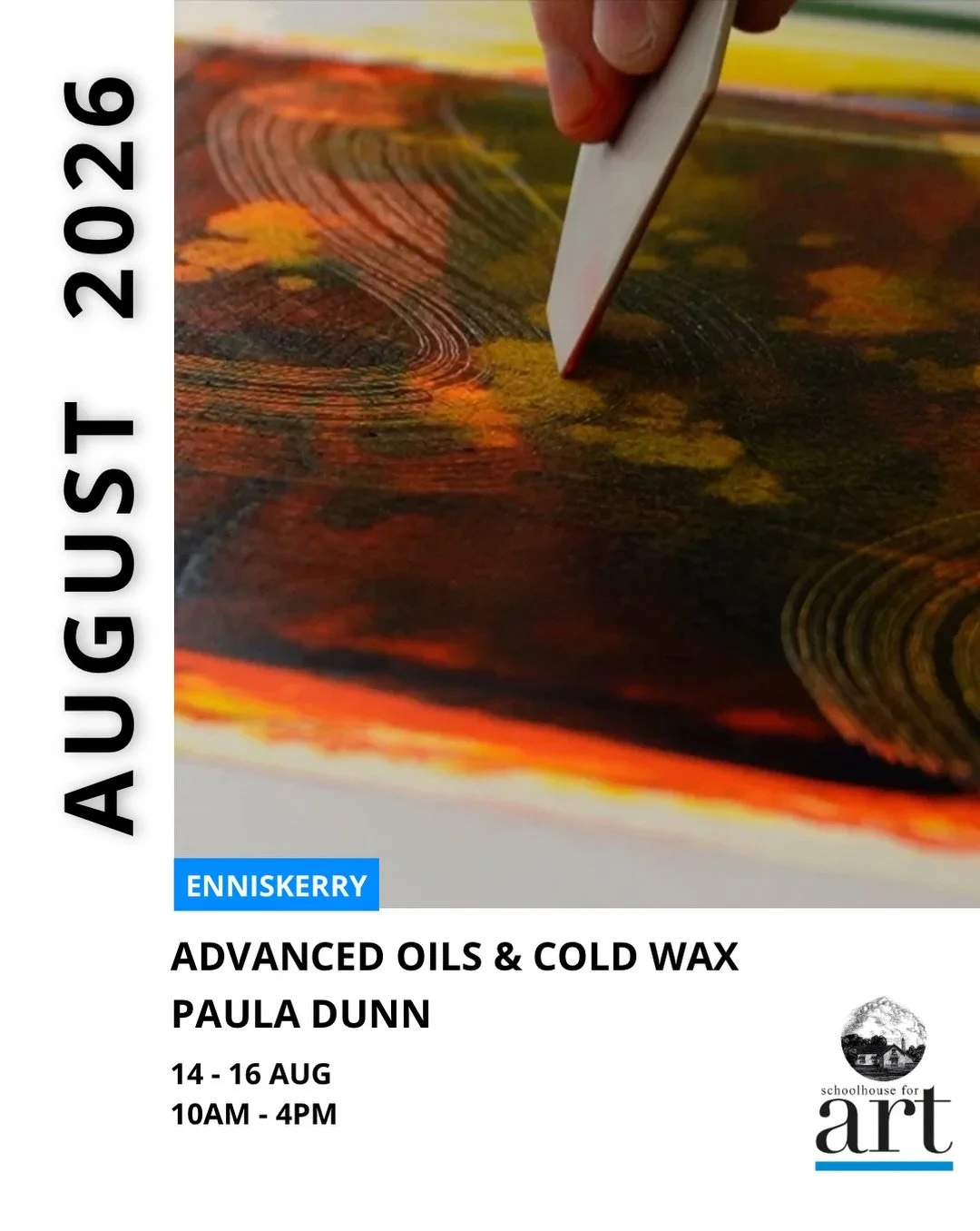 Excited to welcome Paula Dunn back to the Schoolhouse for Art next month for an advanced workshop in oils and cold wax ✨

Over three days with Paula, you&rsquo;ll build rich, layered paintings using oils and cold wax, working with tools like squeegee