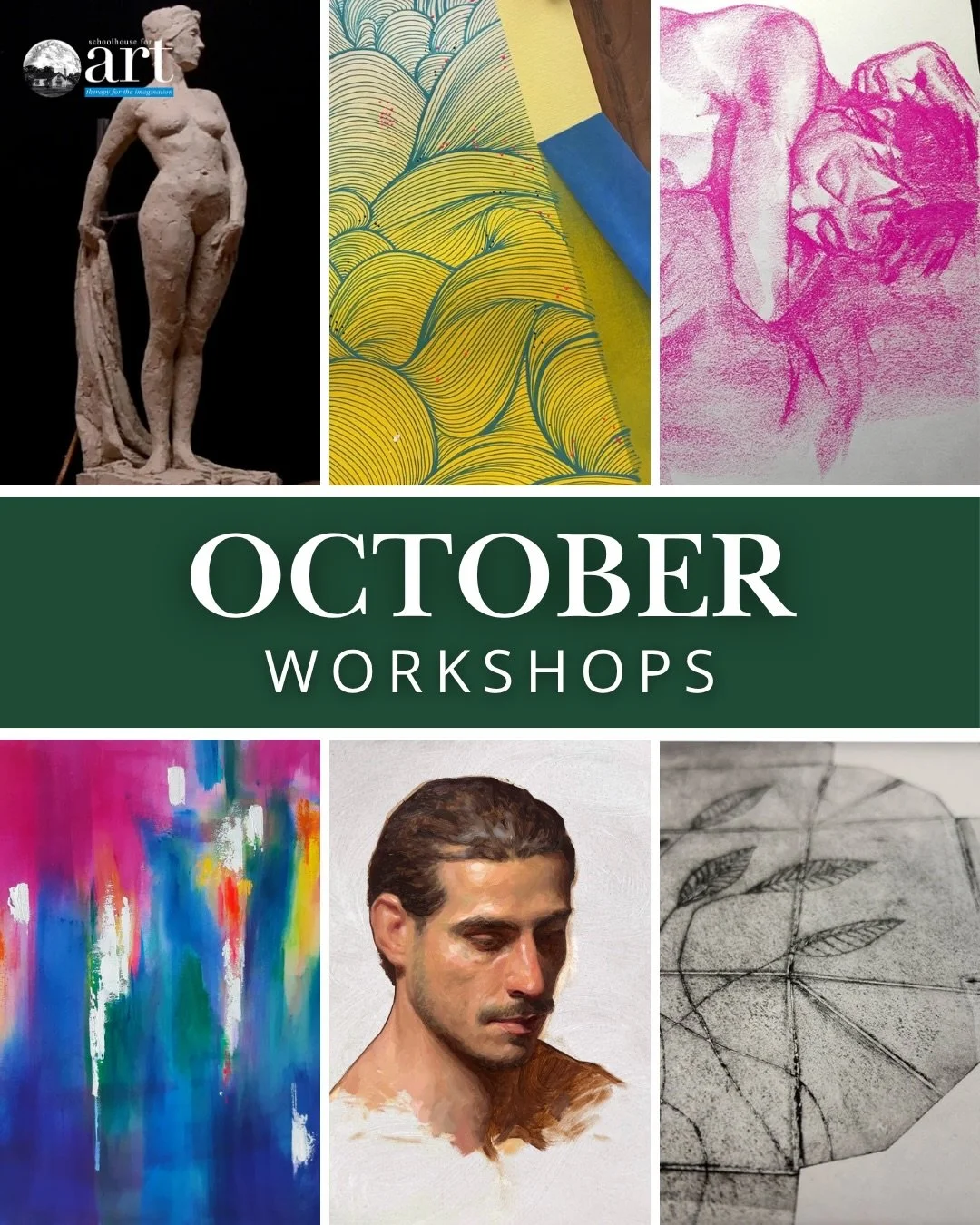 Excited for our October line-up of workshops. 
See you there! 

Head to the link in our bio to book.

#sculpture #portraiture #arteducation #figureart #abstract