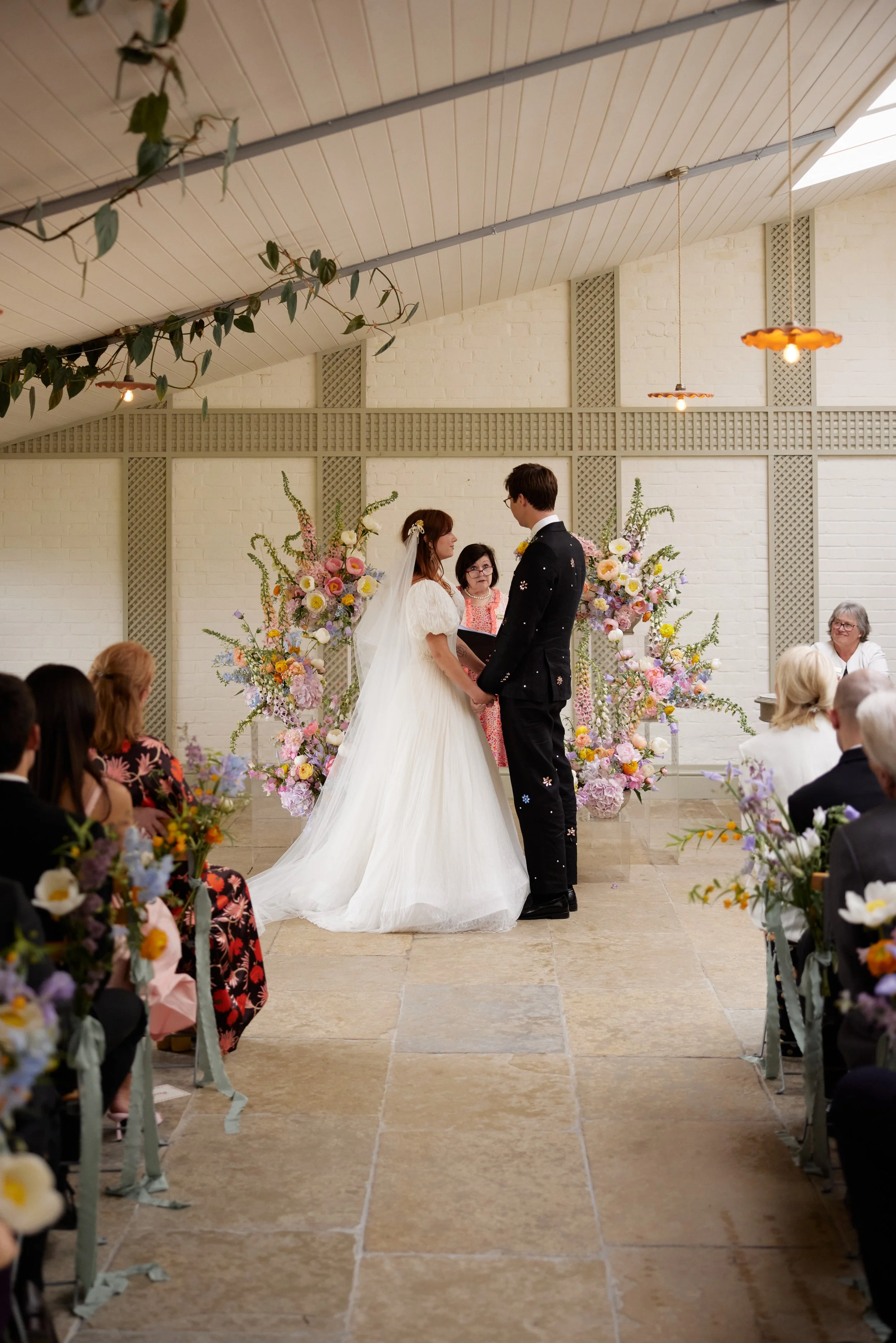 Nice Bunch Ethical Floral Studio and Farm Sula and Oliver Jones Kin House Chippenham Floral Arch Garden House Wedding Shot by Daniel Knight Photography